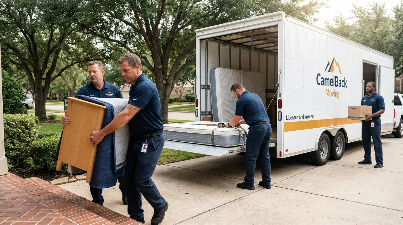 Crew loading residential truck for cross-state move from Warrior, AL
