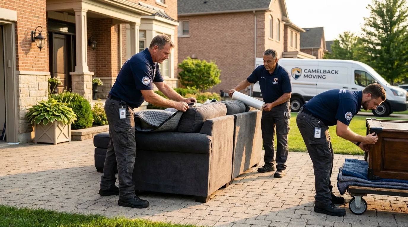 Large estate moving crew wrapping furniture in Warrior, AL